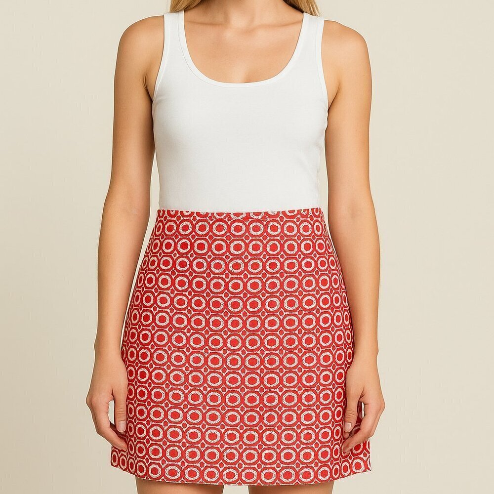 Rip Skirt Cover Up Size Small Geometric Orange Length 1 Travel Quick Dry